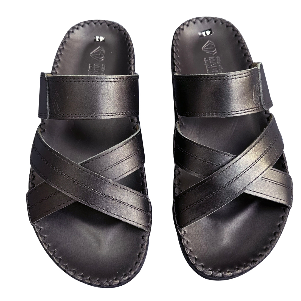 Dép da nam D78 mẫu trung niên quai chéo chất liệu da bò thiết kế thời trang nam tính