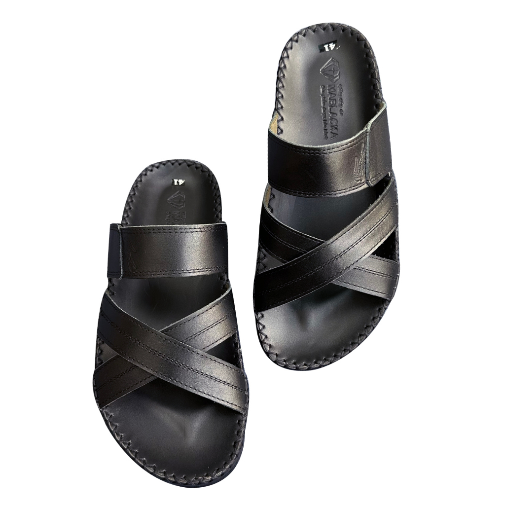 Dép da nam D78 mẫu trung niên quai chéo chất liệu da bò thiết kế thời trang nam tính