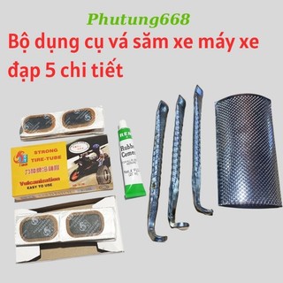 Combo bộ dụng cụ vá săm xe máy xe đạp 5 chi tiết