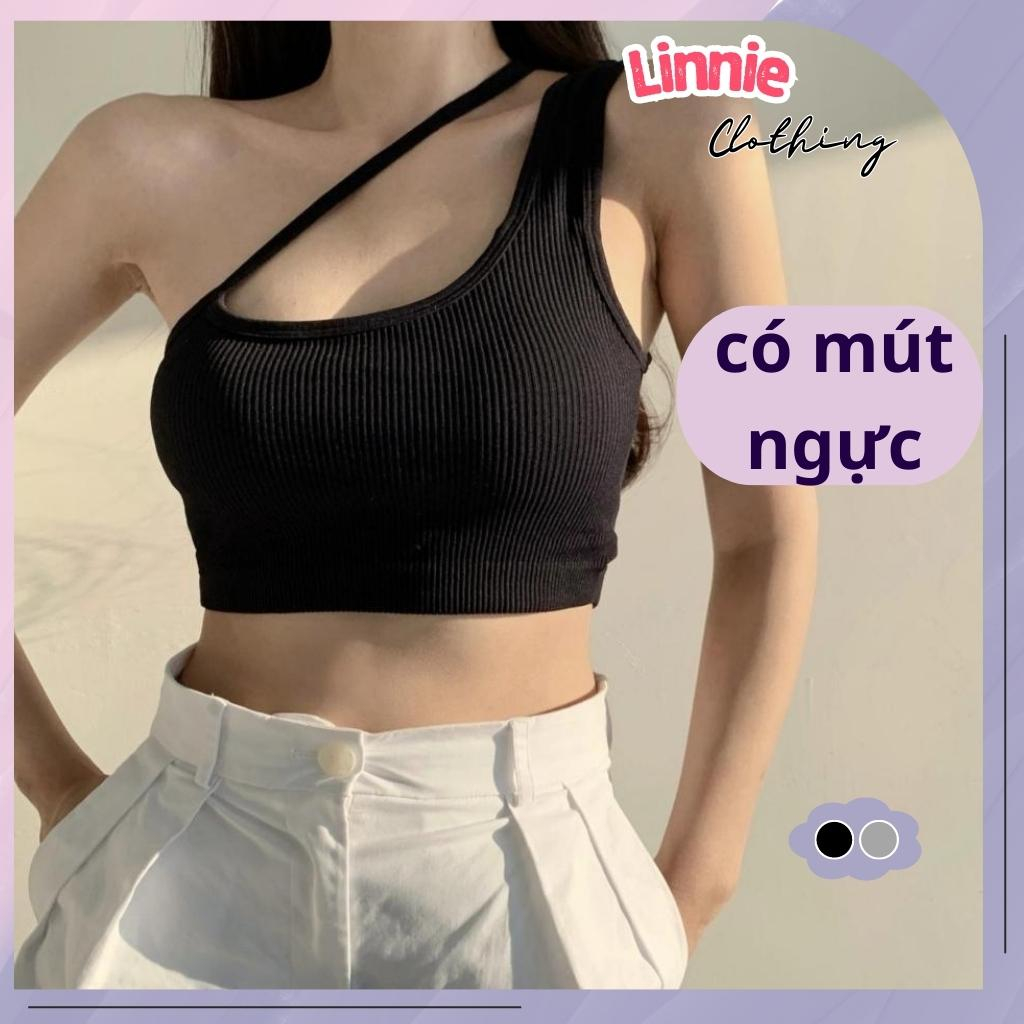 Áo 2 dây nữ Linnie dạng bra có MÚT NGỰC thiết kế dây chéo qua cổ cá tính chất vải thun gân dày dặn 2D2