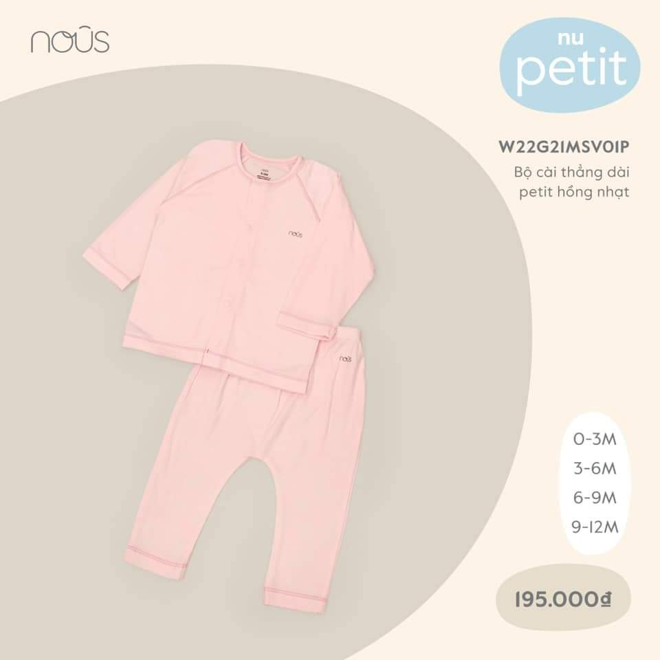 Bộ dài tay NOUS cài thẳng 0m - 12m