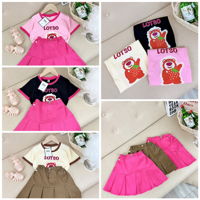 sét áo gấu lotso mix chân váy 17-30kg