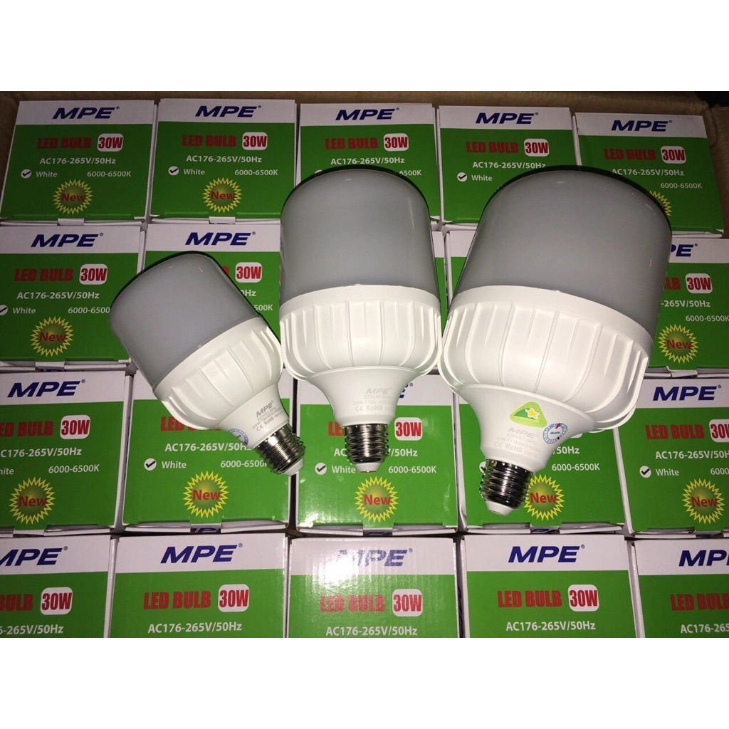 MPE - Đèn led trụ bulb 20w 30w 40w MPE màu trắng - vàng - chính hãng