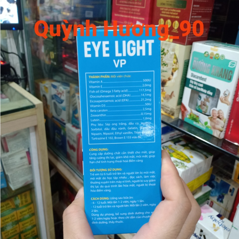 Viên uống EYE LIGHT hộp 30 viên giúp tăng cường thị lực,giảm khô mắt,thoái hóa điểm vàng