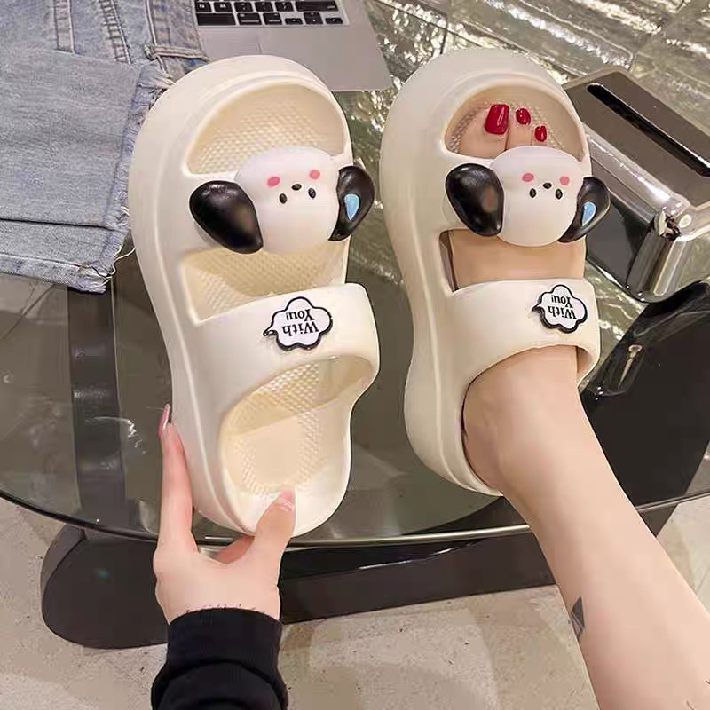 Dép nữ độn đế gần 7cm hình gấu tai to mẫu mới