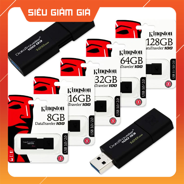 USB 3.0 Kingston DataTraveler 100 G3 4GB/8GB/16GB/32GB/64GB
