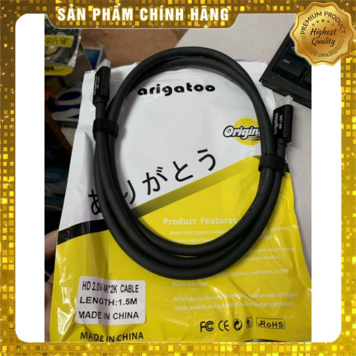 Cáp HDMI Chuẩn 4K ARIGATOO 1.5M/ 2M/ 3M / 5M / 10M  . Cáp xịn hỗ trợ 3D, 4K x 2K đạt độ phân giải Full HD