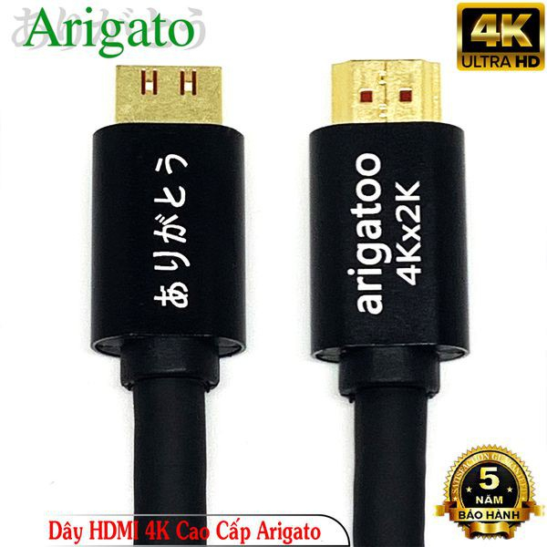 Cáp HDMI Chuẩn 4K ARIGATOO 1.5M/ 2M/ 3M / 5M / 10M  . Cáp xịn hỗ trợ 3D, 4K x 2K đạt độ phân giải Full HD