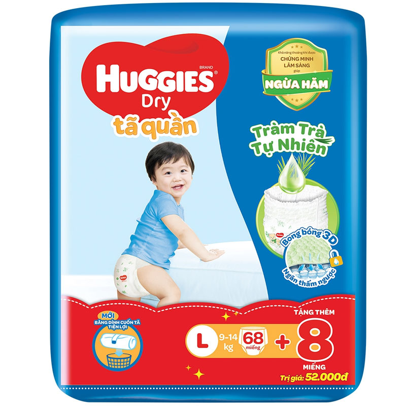 Bỉm - Tã quần Huggies size L 68 miếng cho bé 9 - 14 kg ( giao bao bì ngẫu nhiên )