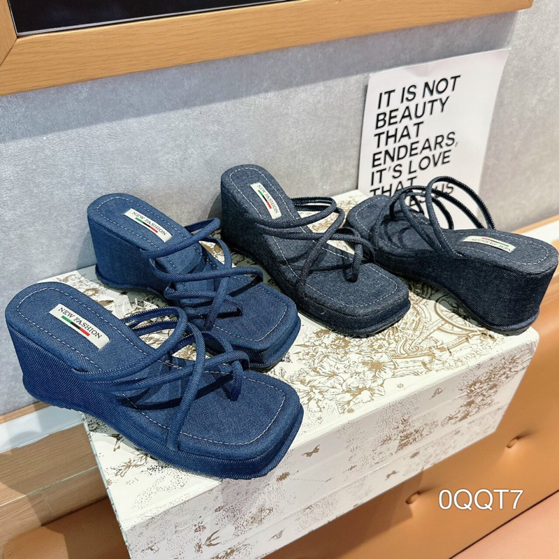 Dép Xuồng Jean Dây Xỏ Ngón Siêu Xinh