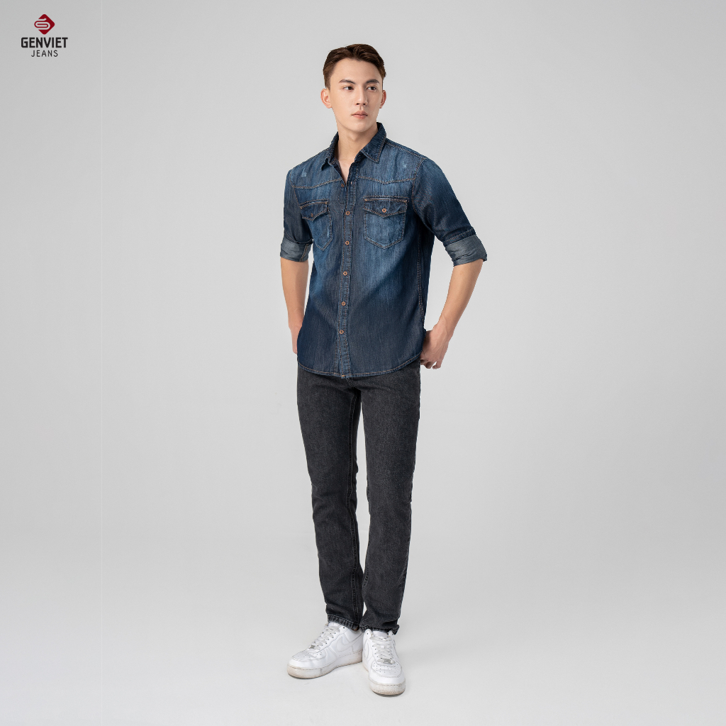 Áo Sơmi Dài Tay Jeans Nam T3121J8166 GENVIET