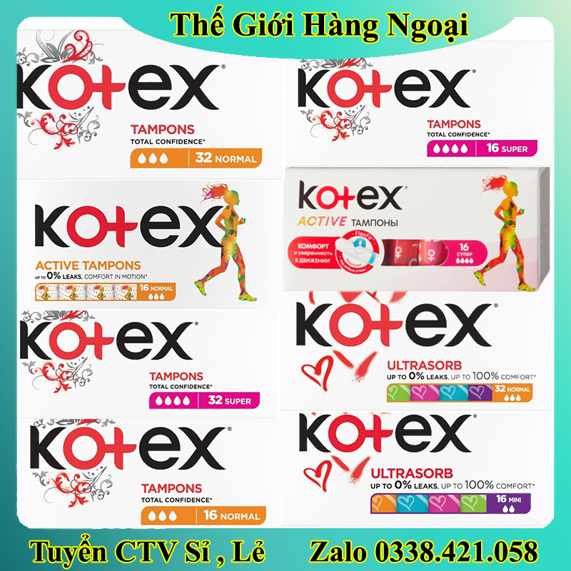 Băng Vệ Sinh TAMPON Kotex các size - Hàng Châu Âu