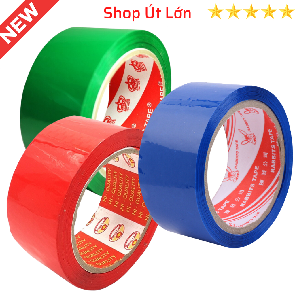 1 cuộn băng keo màu, xanh lá, xanh dương, vàng, đỏ, rộng 4.7cm 100yard