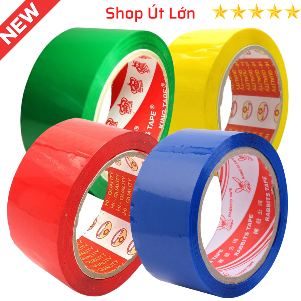1 cuộn băng keo màu, xanh lá, xanh dương, vàng, đỏ, rộng 4.7cm 100yard
