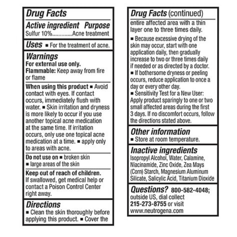 Kem chấm mụn Neutrogena Stubborn Acne 10% Sulfur + 4% Niacinamide Acne Treatment