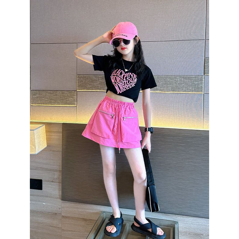 Áo croptop mẹ và bé gái  BLACKPINK bé gái xinh xắn, Áo thun croptop cotton 4c ngắn tay cho bé gái size đại 15-45kg