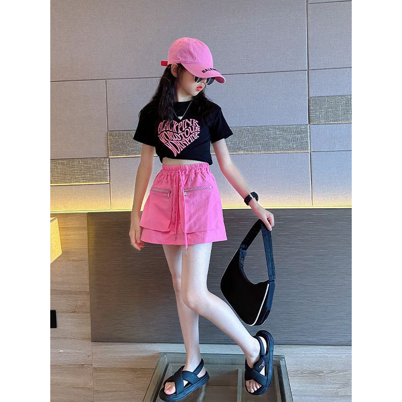 Áo croptop mẹ và bé gái  BLACKPINK bé gái xinh xắn, Áo thun croptop cotton 4c ngắn tay cho bé gái size đại 15-45kg