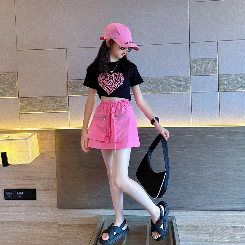 Áo croptop mẹ và bé gái  BLACKPINK bé gái xinh xắn, Áo thun croptop cotton 4c ngắn tay cho bé gái size đại 15-45kg