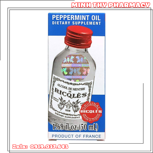Dầu thoa cồn bạc hà Alcool De Menthe RICQLES Pháp 50ml Cho Mẹ Sau Sinh