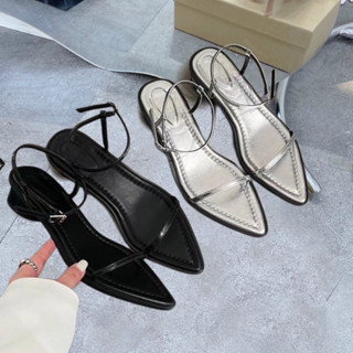 Sandal mũi nhọn dây M lót vải gót trụ tròn 5 phân