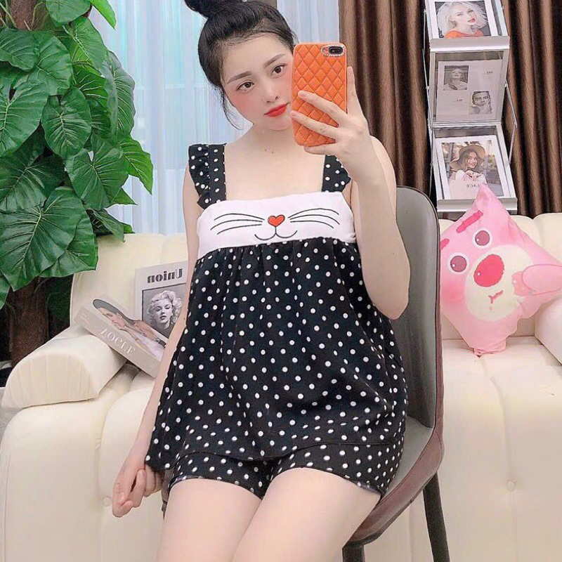 Đồ bộ đùi chấm bi cánh tiên mặc nhà size dưới 55kg