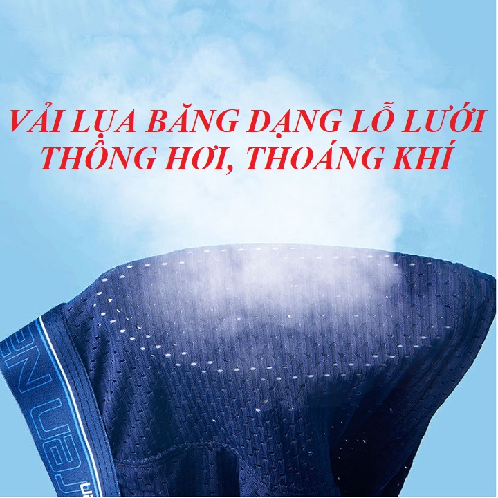 Hộp 4 quần lót nam cao cấp,quần sịp đùi nam vải lưới thun lạnh thoáng mát, co giãn đàn hồi, kháng khuẩn
