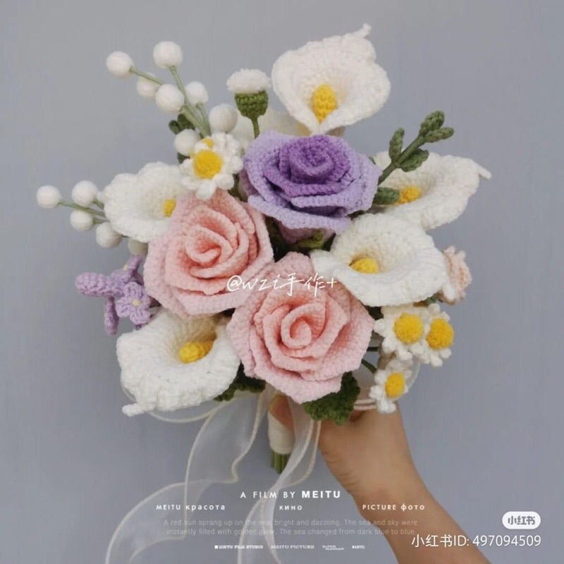 Hoa cưới len handmade