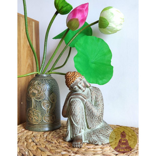 Tượng phật AN NHIÊN màu đồng cổ cao 22cm, tượng phật trang trí, tượng phật thiền trà, tượng decor sân vườn