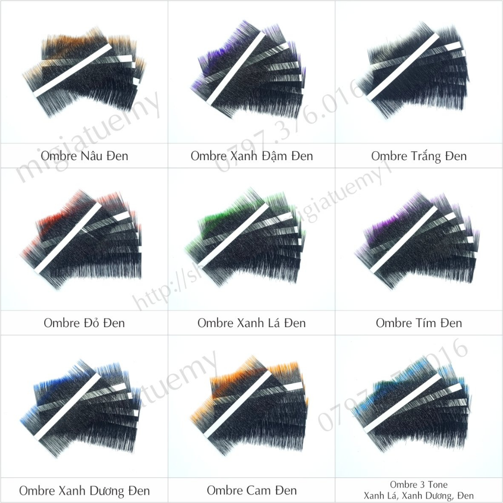 Ombre Hồng Đen  - Mi Màu Mix Size 0.07