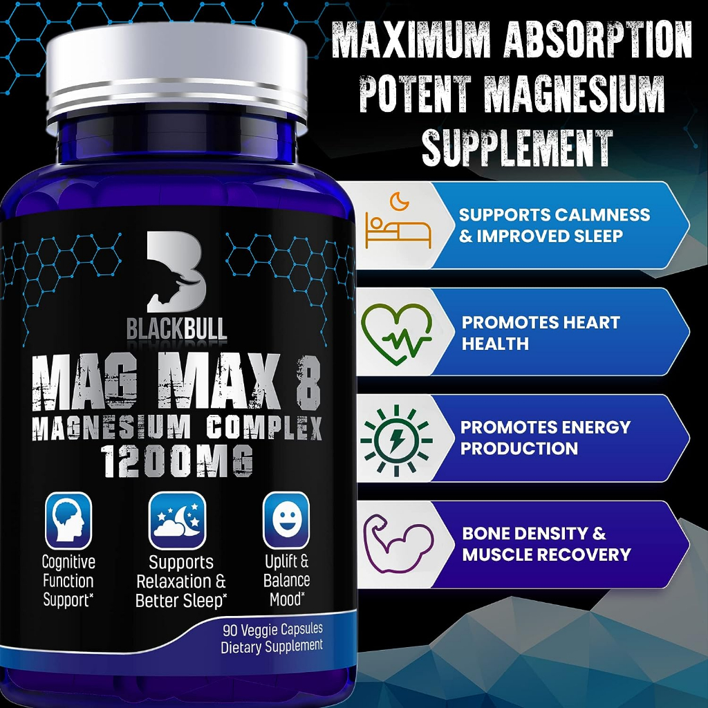 Viên Hỗn Hợp 8 loại Magie, Magnesium Glycinate L-Threonate Taurate Malate - 90 Viên, Dạng Hấp Thu Tốt Nhất của Mg - Deal