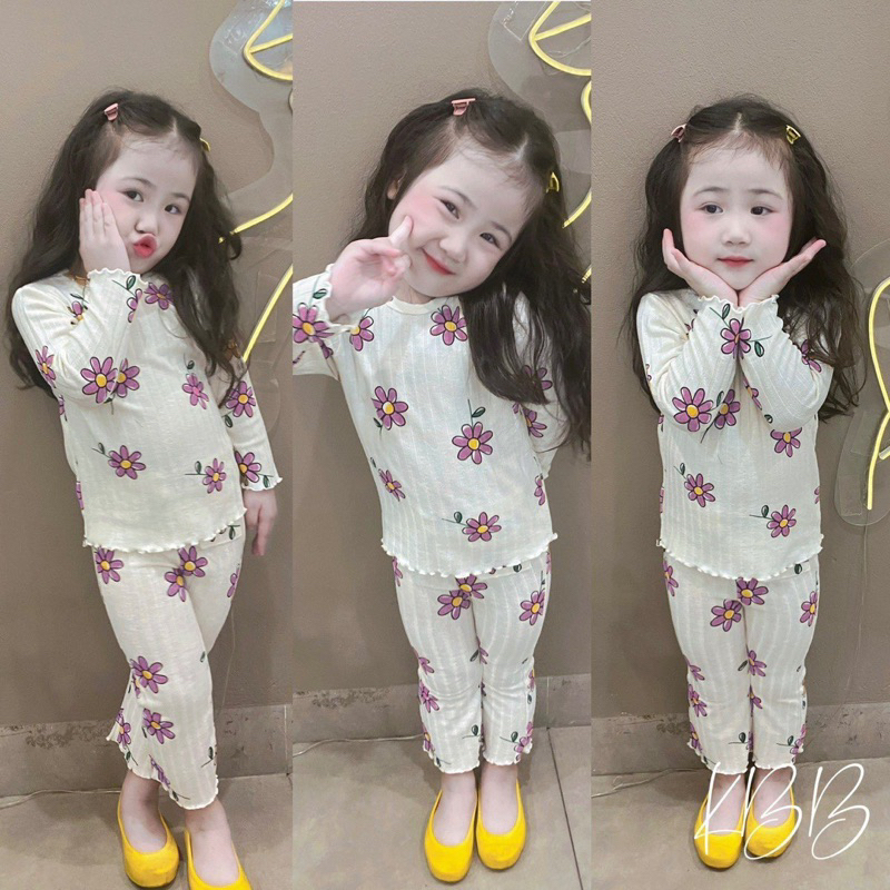 Bộ tăm zip trắng in hoa cho bé gái