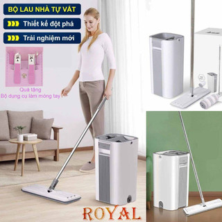 Bộ cây lau nhà tự vắt thông minh 360 + 4 tấm bông lau, bộ cây lau nhà tự vắt cao cấp, kèm hai ngăn tự vắt khô...