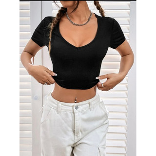 [ BIGSIZE TRÊN 55KG ] AMS11 ÁO THUN CỔ TIM V SÂU HỞ NGỰC TAY NGẮN bigsize nữ