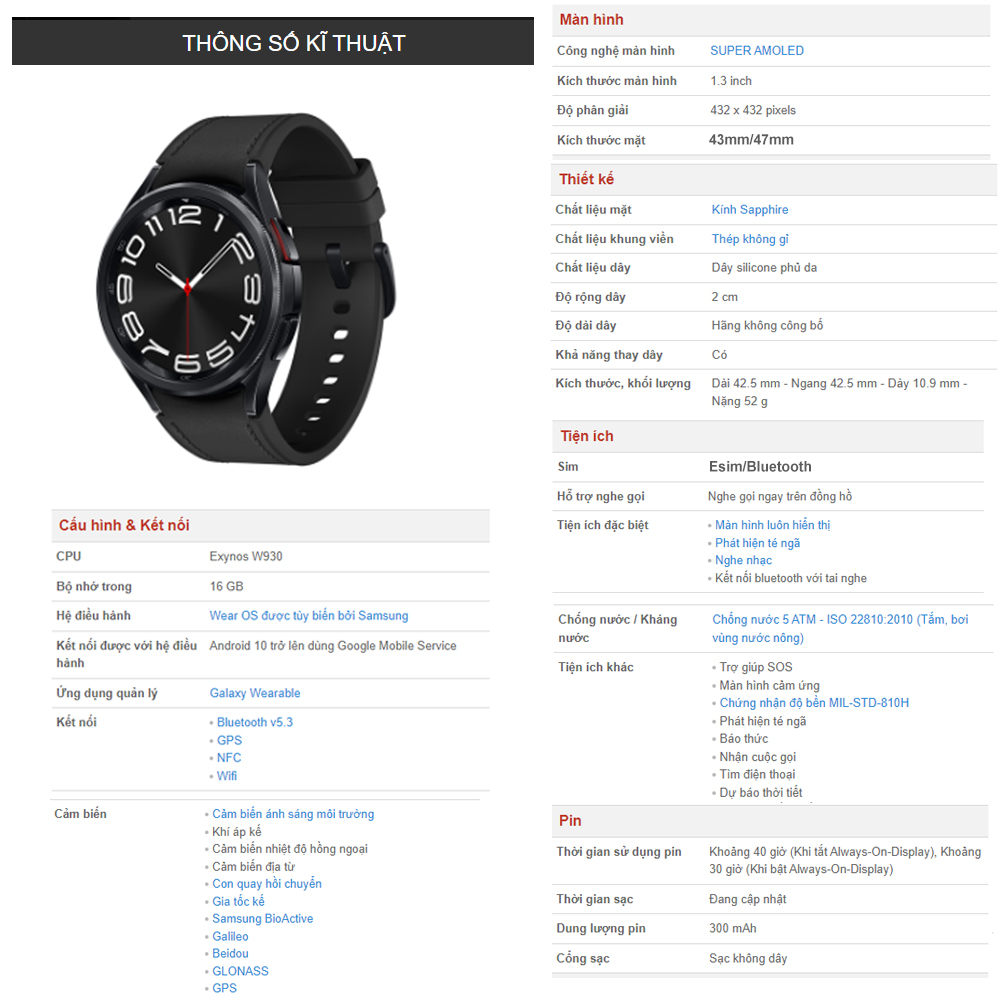Đồng hồ thông minh Samsung Galaxy Watch 6 Classic - Hàng chính hãng