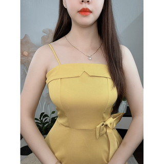 Ảnh thật váy 2 dây vàng nơ eo size S