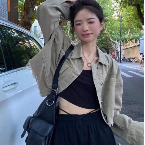 Áo Khoác Jean Croptop Nữ Áo Khoác Cardigan Jean Dáng Ngắn Hàn Quốc