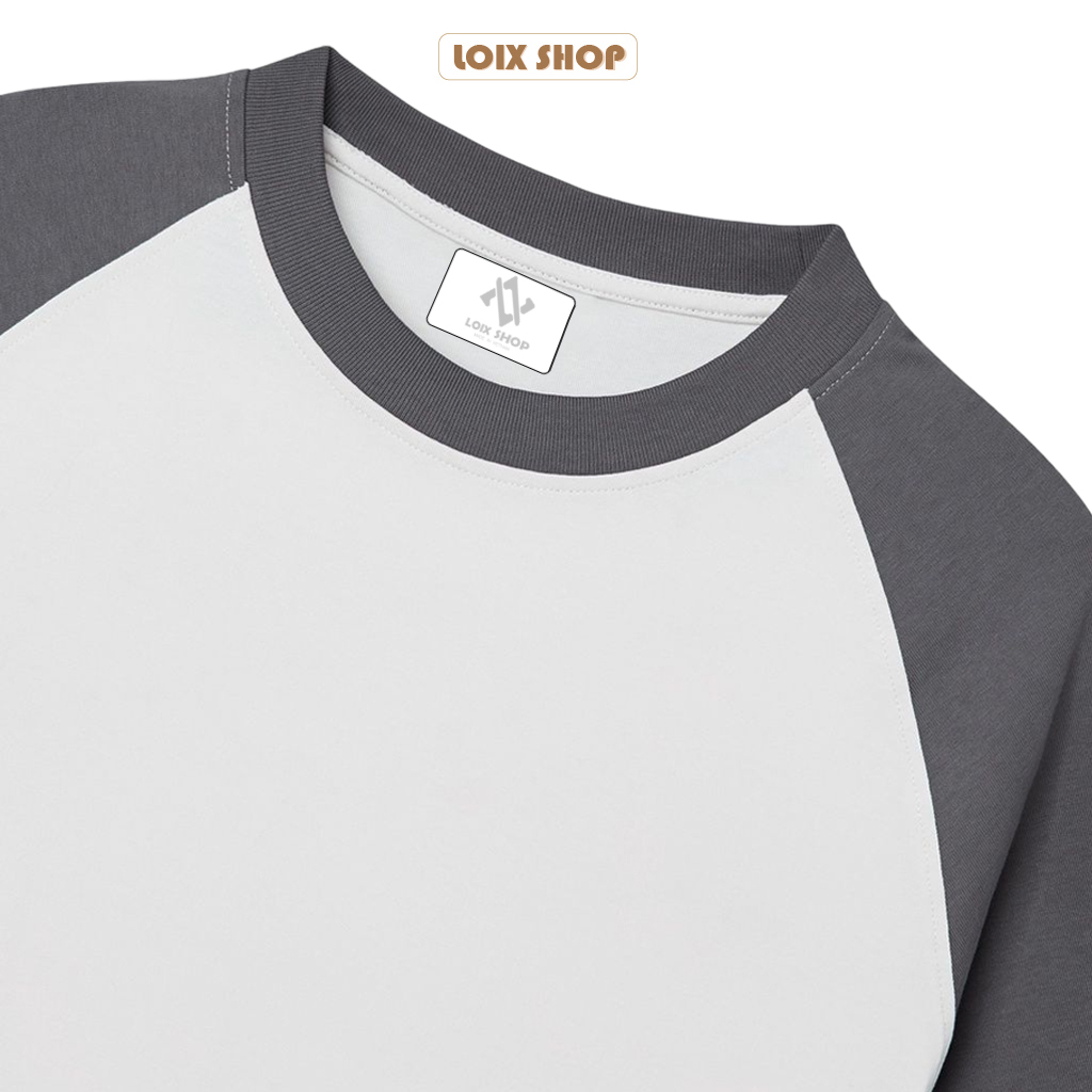 Áo thun Raglan unisex thời trang basic tee phông phối tay trơn nam nữ tay lỡ oversize form rộng Loix