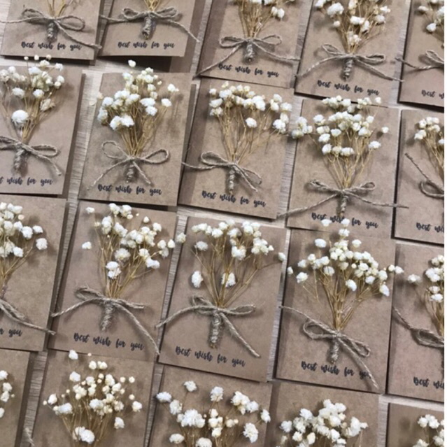 Thiệp quà tặng kraft vintage hoa baby handmade by Mihalen