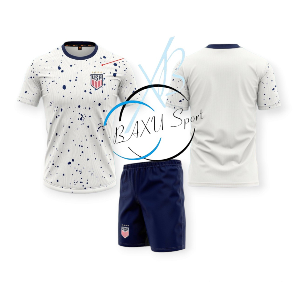Bộ quần áo bóng đá tuyển Mỹ trắng bản chính thức WC 2023 THUN MÈ CAO CẤP CÓ REVIEW