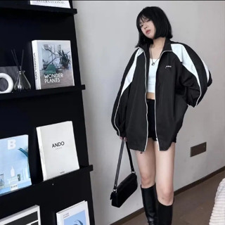 Áo khoác nhẹ nam nữ from rộng cổ đúng vải dù hai lớp phối viền tay hai màu phong cách school hàn quốc hót trend.