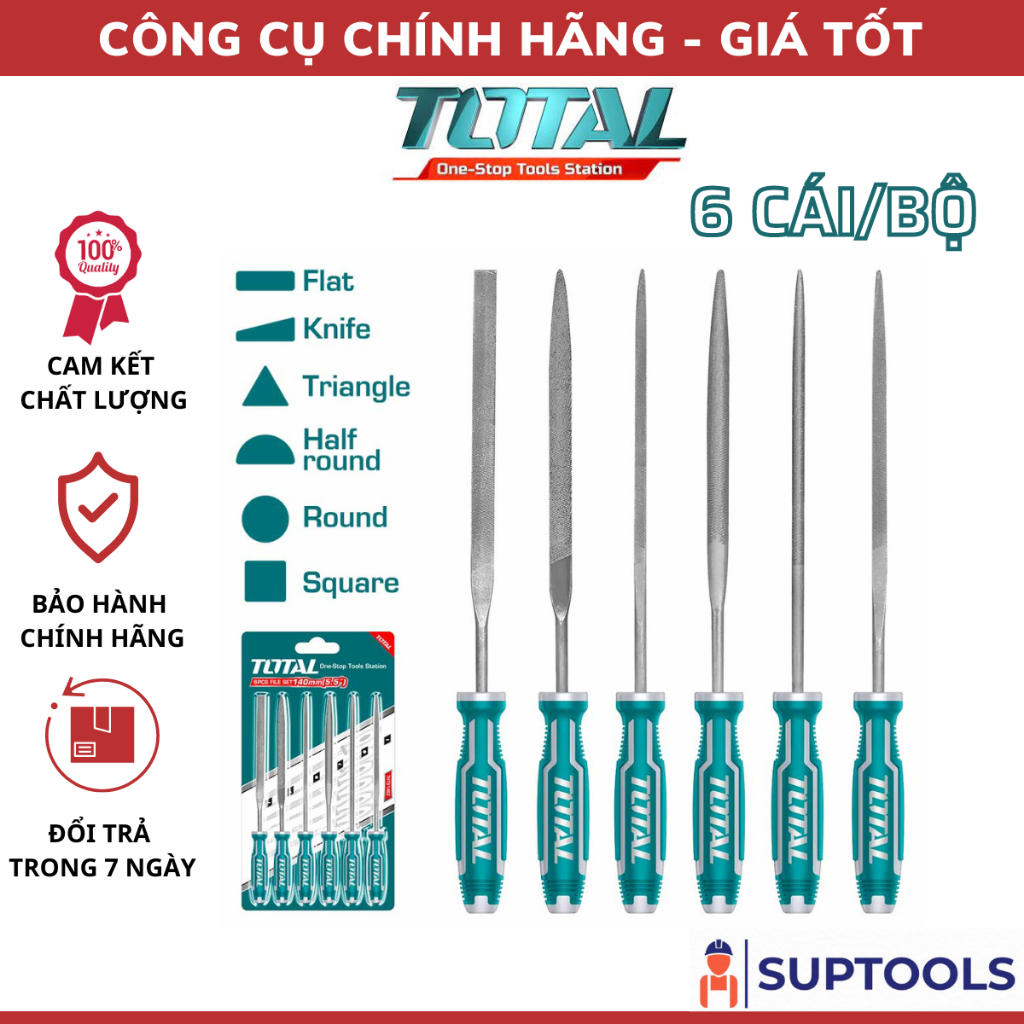 Bộ 6 giũa sắt TOTAL THT91462 Chiều dài 140mm [Đồ nghề Chính Hãng]