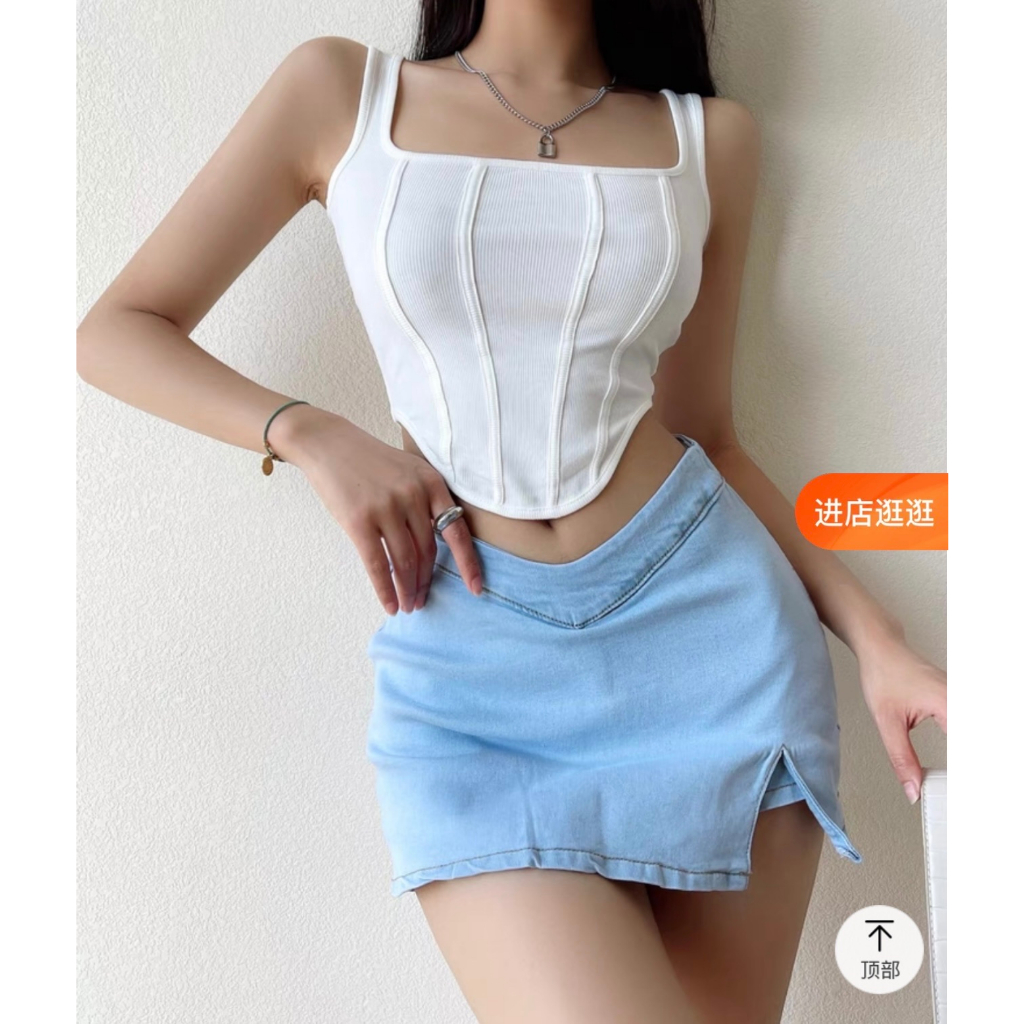Áo CROSET dáng croptop vải thun trơn cotton co giãn | BigBuy360 - bigbuy360.vn