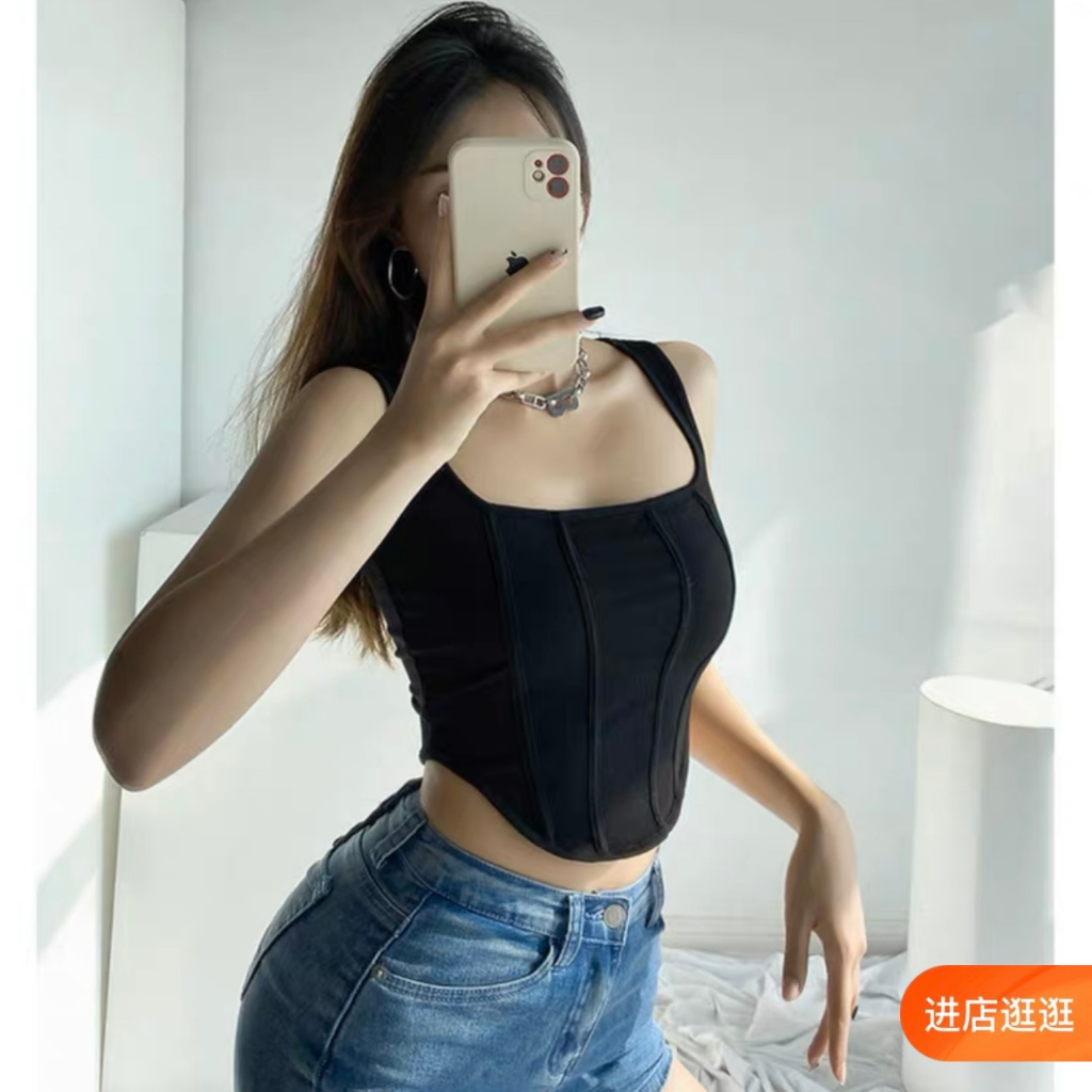 Áo CROSET dáng croptop vải thun trơn cotton co giãn | BigBuy360 - bigbuy360.vn