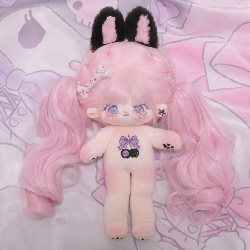 Búp bê tóc hồng bé gái Môi Xử Đào 25cm