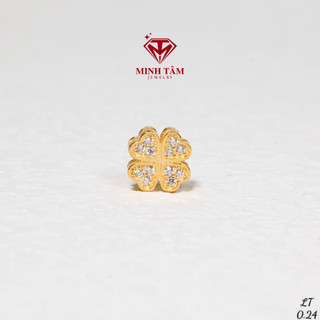 Charm cỏ bốn lá đính đá Au 10k