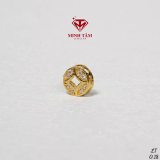 Charm hình đồng xu kim tiền đính đá Au 10k