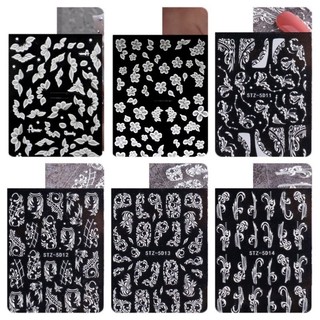 Sticker dán móng tay hoa nổi 5D hoa trắng thay cho hoa bột nail