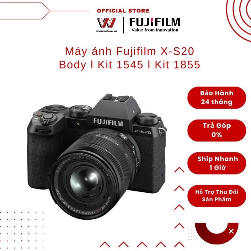 Máy ảnh Fujifilm X-S20 l XS20 l XS20 kit XC1545 l kit XF1855 - Hàng Chính Hãng Full VAT