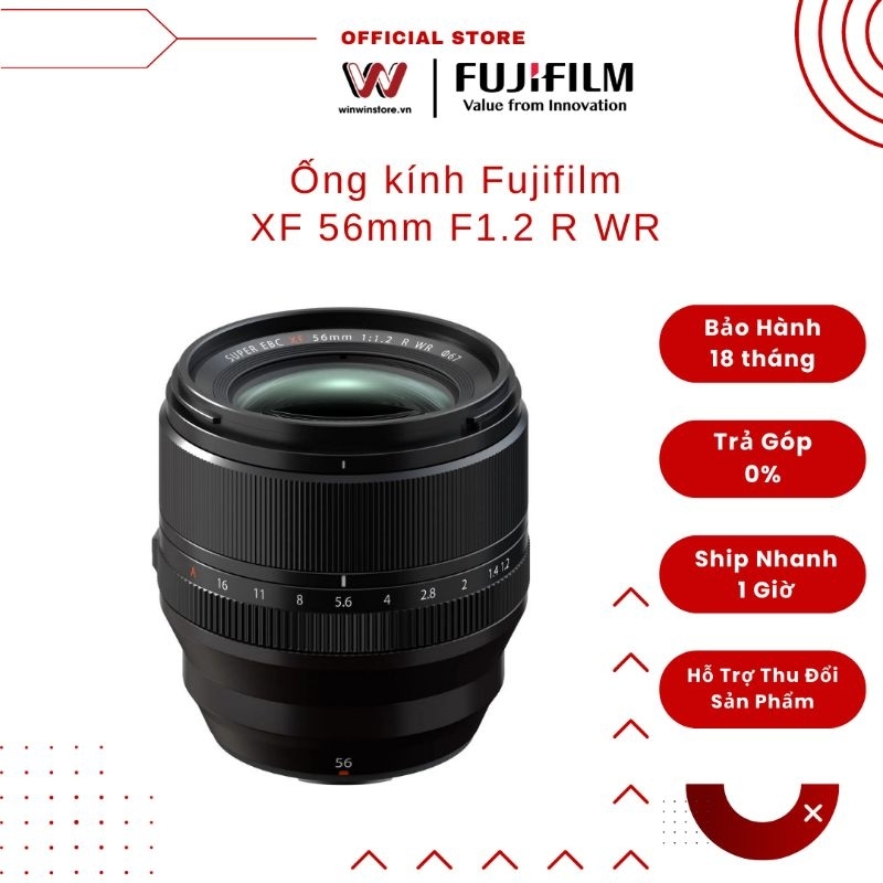 Ống kính Fujifilm XF 56mm F1.2 R WR Mark ii l XF56mm l XF56 - Hàng Chính Hãng Full VAT