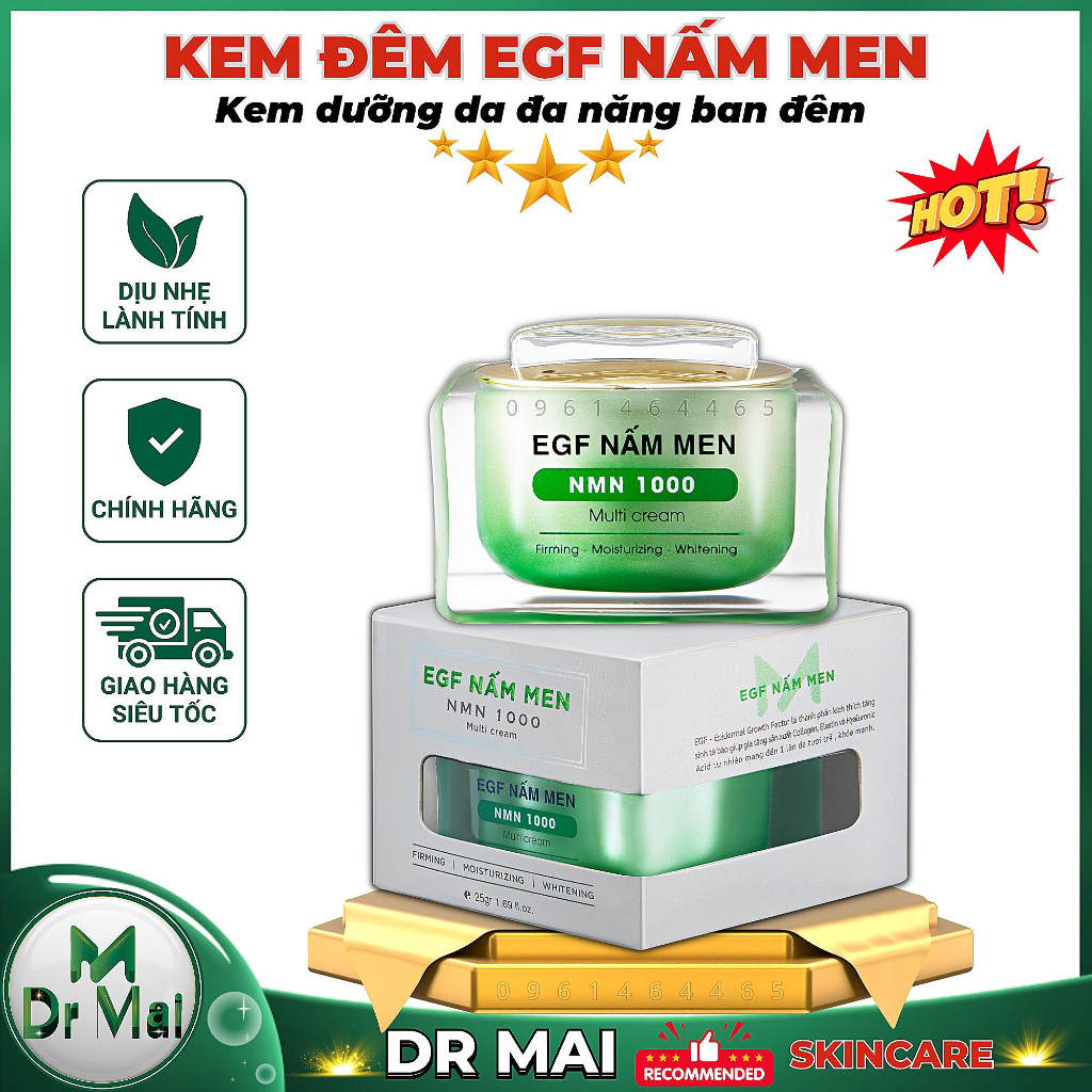 Kem dưỡng trắng da ngăn ngừa lão hóa EGF Nấm men Nmn 1000 25g